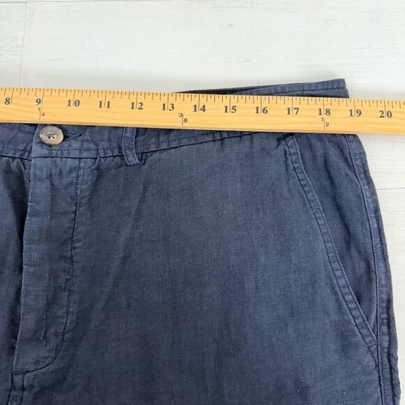 Vince 100% Linen Mens Pants 36 x 33 Straight Leg Navy Blue Drawstring Beach - Picture 9 of 13